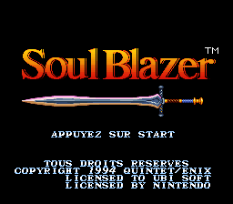 Soul Blazer (France) Title Screen